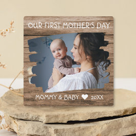 Junge Mutter der ersten Mütter Baby Foto Keepake W Fotoplatte