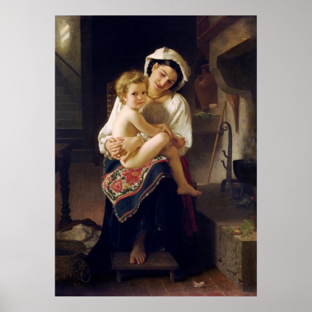 Junge Mutter, die ihr Kind anscheut Poster (Vorne)