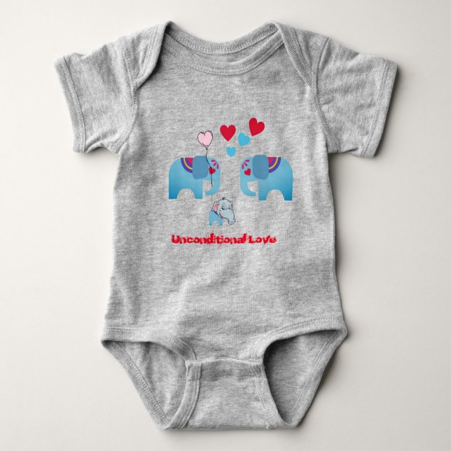 Junge Mutter - Elephant Print Fun Baby Bodysuit Baby Strampler (Vorderseite)