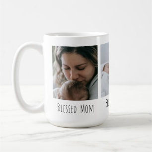 Junge Mutter Erste Mama Drei Fotos Kaffeetasse