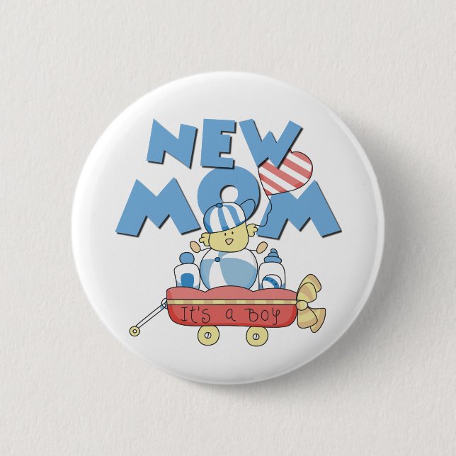 Junge Mutter Es ist ein Boy Tshirts und Geschenke Button (Vorderseite)