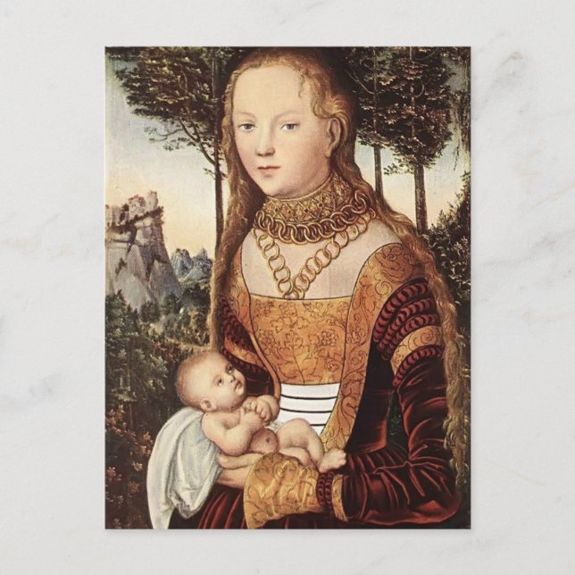 Junge Mutter mit Kind von Lucas Cranach the Elder Postkarte (Vorderseite)