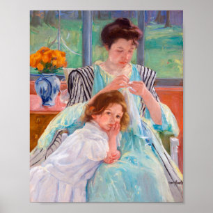 Junge Mutter Nähen, Mary Cassatt Poster