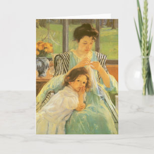 Junge Mutter Nähen von Mary Cassatt, Vintag Art Karte