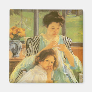 Junge Mutter Nähen von Mary Cassatt, Vintag Art Magnet