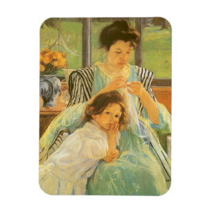 Junge Mutter Nähen von Mary Cassatt, Vintag Art Magnet