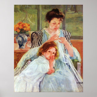 Junge Mutter nähen von Mary Stevenson Cassatt Poster