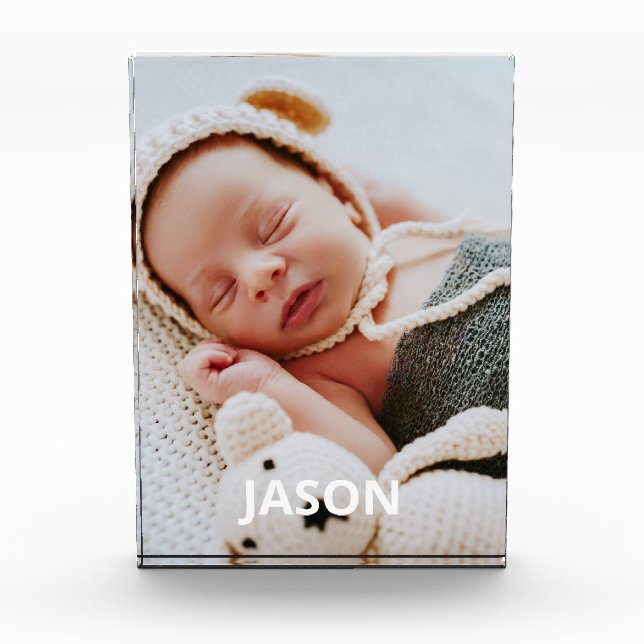 Junge Mutter Personalisiert Niedlich Baby Fotoblock (Vorderseite)