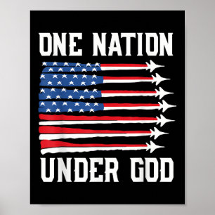Junge Nation unter Gott 4. Juli American Flag Figh Poster