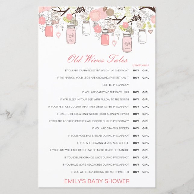 Junge oder Mädchen Alte Ehefrauen Babydusche mit A (Vorderseite)