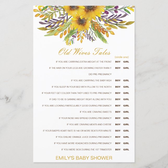 Junge oder Mädchen Alte Ehefrauen Babydusche mit A (Vorderseite)