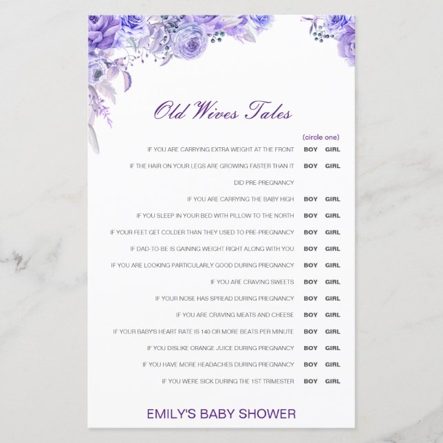 Junge oder Mädchen Alte Ehefrauen Babydusche mit A (Vorderseite)