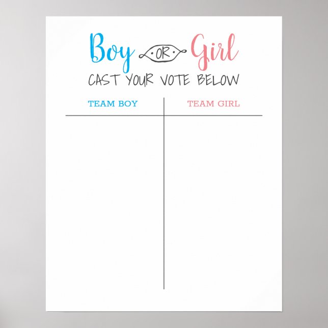 Junge oder Mädchen Baby Gender Reveal Guess Poster (Vorne)