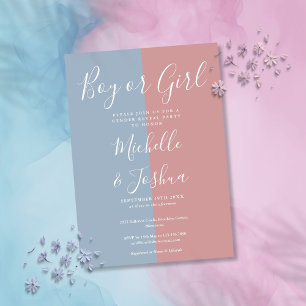 Junge oder Mädchen Blau und Rosa Geschlecht Enthül Einladung