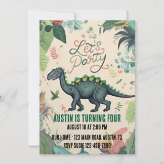 Junge oder Mädchen Dinosaur Thema Geburtstagsparty Einladung