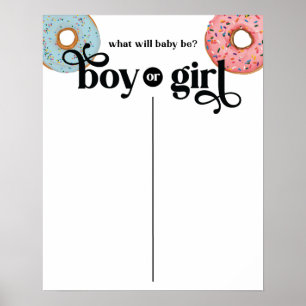 Junge oder Mädchen Donut Gender Reveal Baby Voting Poster