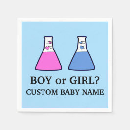 Junge oder Mädchen Gender Reveal Science Beaker He Serviette