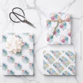 Junge oder Mädchen mit Baby Dinosauriern Geschenkpapier Set