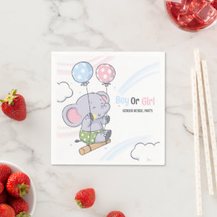 Junge oder Mädchen Süßer Elefant Geschlecht Enthül Serviette