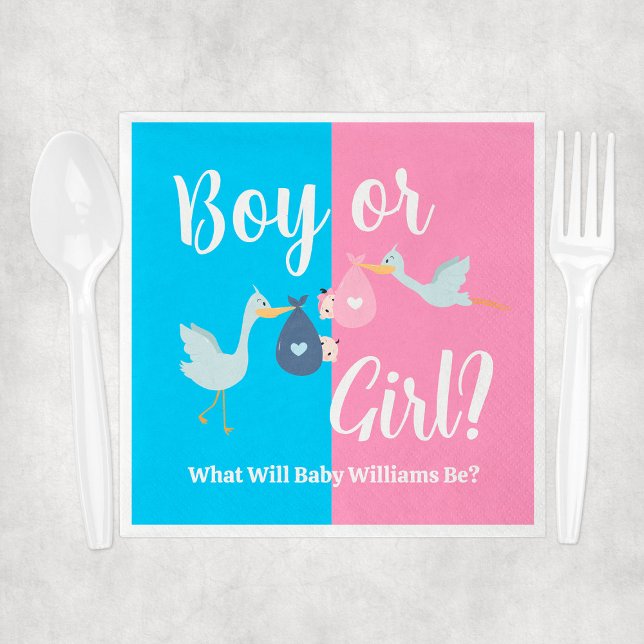 Junge oder Mädchen, was für ein geschlechtsspezifi Serviette (Boy or Girl What Will Baby Be Gender Reveal Party Napkins
)