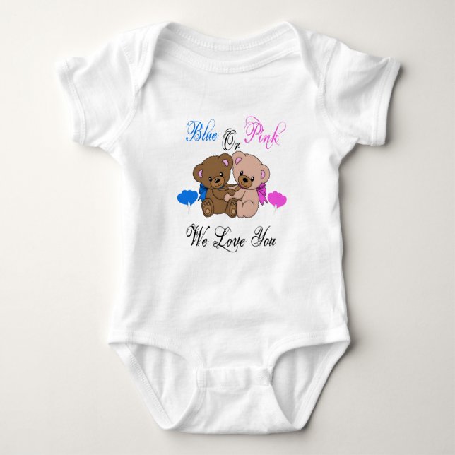 Junge oder Mädchen wir Liebe Sie Geschlecht enthül Baby Strampler (Vorderseite)
