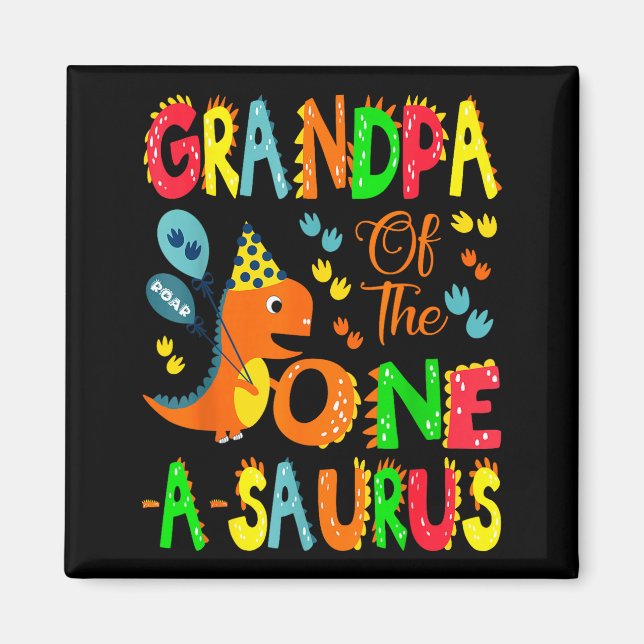 Junge Opa Saurus 1. Geburtstag Dinosaurier Magnet (Vorne)