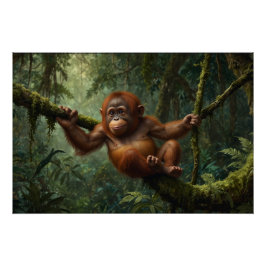 Junge Orangutan in einem Regenwald Poster