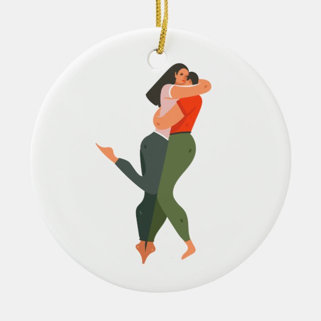 Junge Paare in der Liebe Keramik Ornament (Vorne)