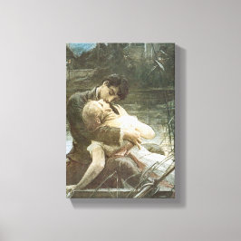 Junge Paare in der Liebe (Küssen in einem Boot Vin Leinwanddruck