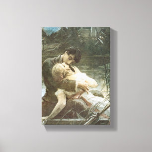 Junge Paare in der Liebe (Küssen in einem Boot Vin Leinwanddruck