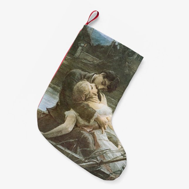 Junge Paare in der Liebe (Romantisches Küssen in e Kleiner Weihnachtsstrumpf (Vorderansicht (hängend))