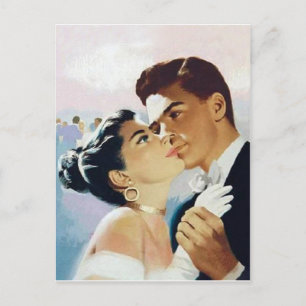 Junge Paare tanzen zusammen, Vintag romantisch Postkarte