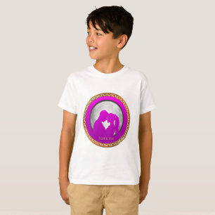 Junge Paarrosa-Silhouette, die sich küsst T-Shirt
