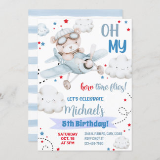 Junge Party Einladung, gebar Flugzeug Geburtstag Einladung