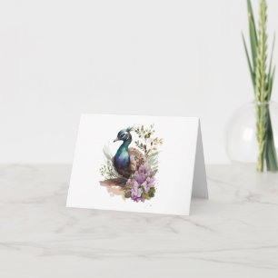 Junge Pfau (Peachick, Peacock) Blume Gruß Karte