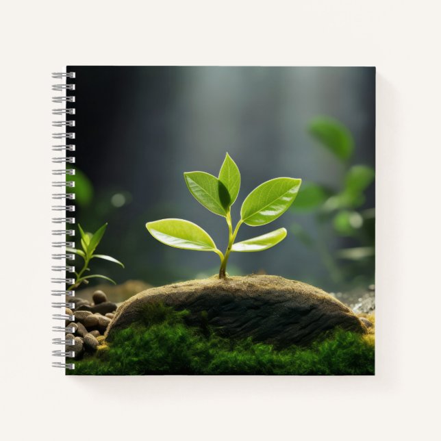 Junge Pflanze Kieselwasser Ruhe Notizbuch (Vorderseite)
