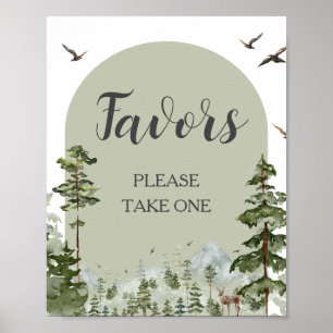 Junge Pine Tree Forest Mountain Babydusche Favorit Poster