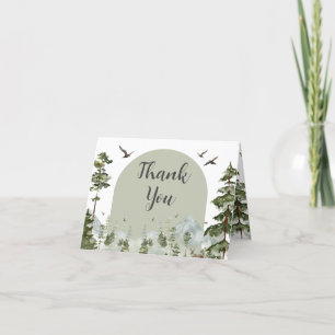 Junge Pine Tree Forest Mountain Babydusche geklapp Dankeskarte