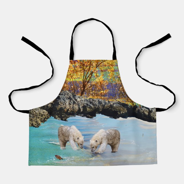 Junge Polar Bären Cubs Fischen, Kinder Schürze (Vorderseite)