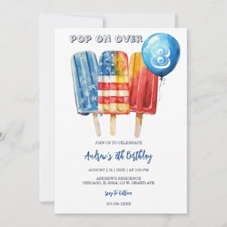 Junge Popsison 8. Geburtstag für das Summer Party Einladung