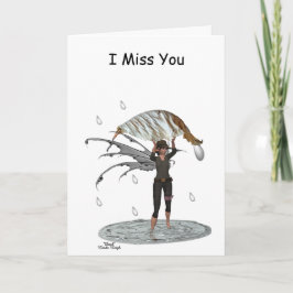 Junge Rain Fairy mit geklappter Leaf-Grußkarte Karte