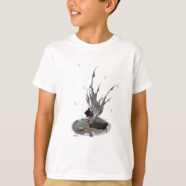 Junge Regenmädchen mit Frosch Kinder Jungen T - Sh T-Shirt (Vorderseite)