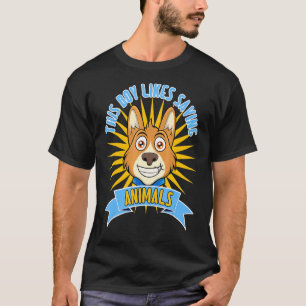 Junge Rette gerne Tiere retten Katzen Hunde T-Shirt