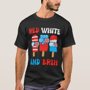 Junge Rot Weiß Bruh 4. Juli-Shirt Popsicle USA Fla T-Shirt