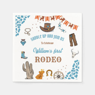 Junge Rounded First Rodeo 1. Party Geburtstag Serviette