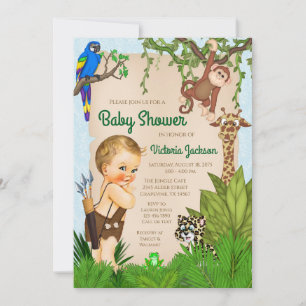 Junge Safari-Tier Dschungel Baby Shower Einladung