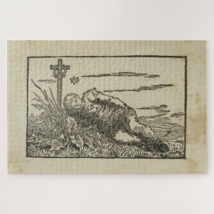 Junge Schlafen auf einem Grab - Caspar David Fried Puzzle