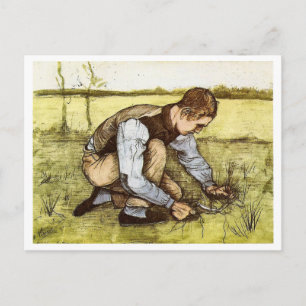 Junge schneidet Gras mit Sichel, Vincent van Gogh Postkarte