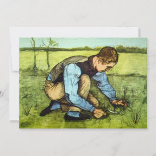 Junge schneidet Gras mit Sichel von Vincent van Go