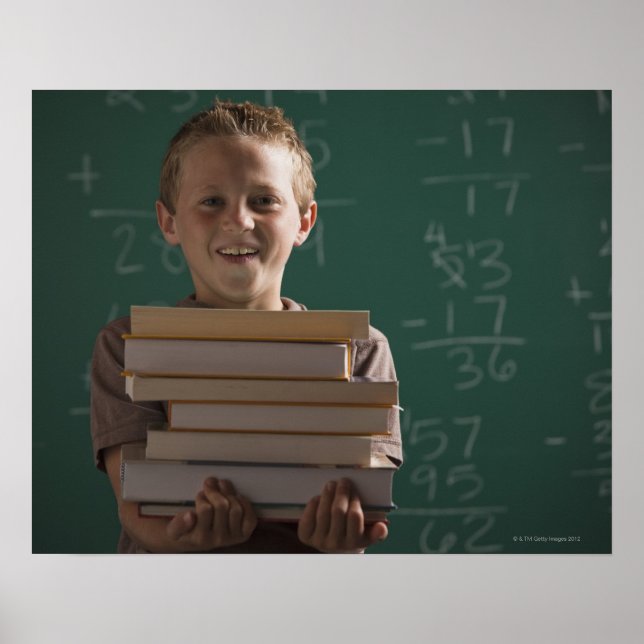 Junge Schülerin im Klassenzimmer Poster (Vorne)